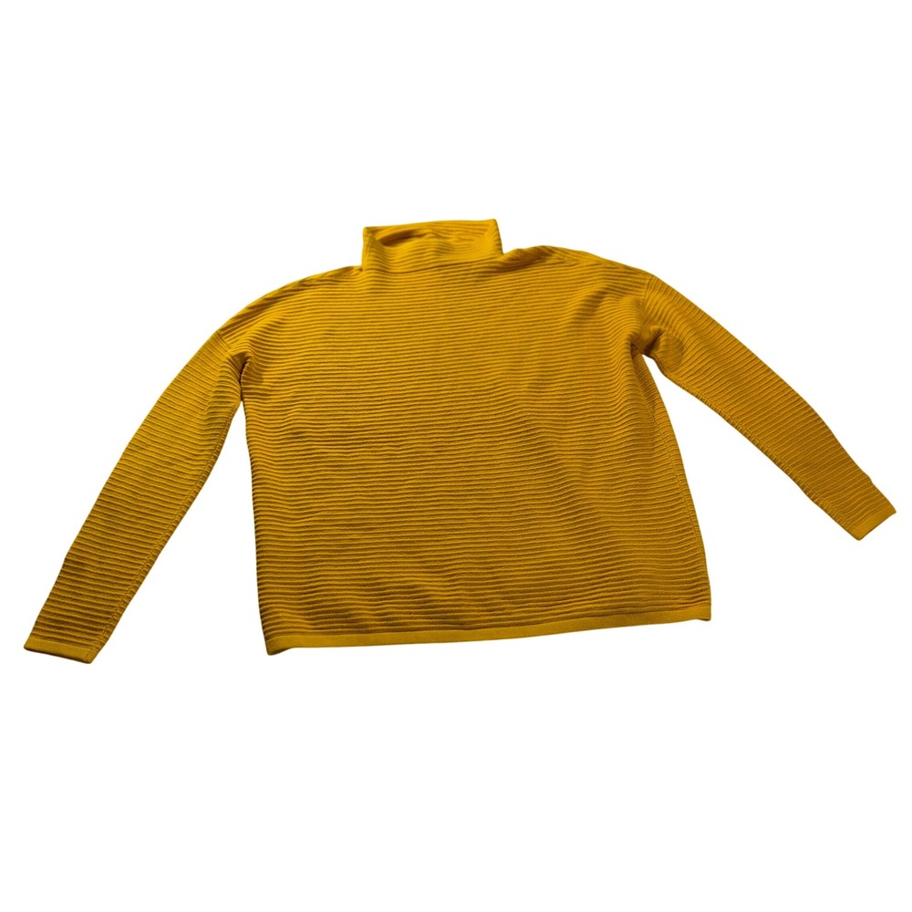 French Connection Turtleneck Sweater Womens Small Mustard Yellow Ribbed Knit